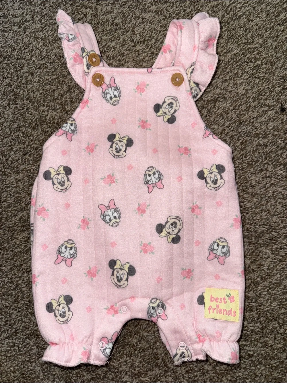 🛍 CUTE LITTLE GIRLS MINNIE MOUSE OVERALLS SIZE 3/6 MONTHS 🛍